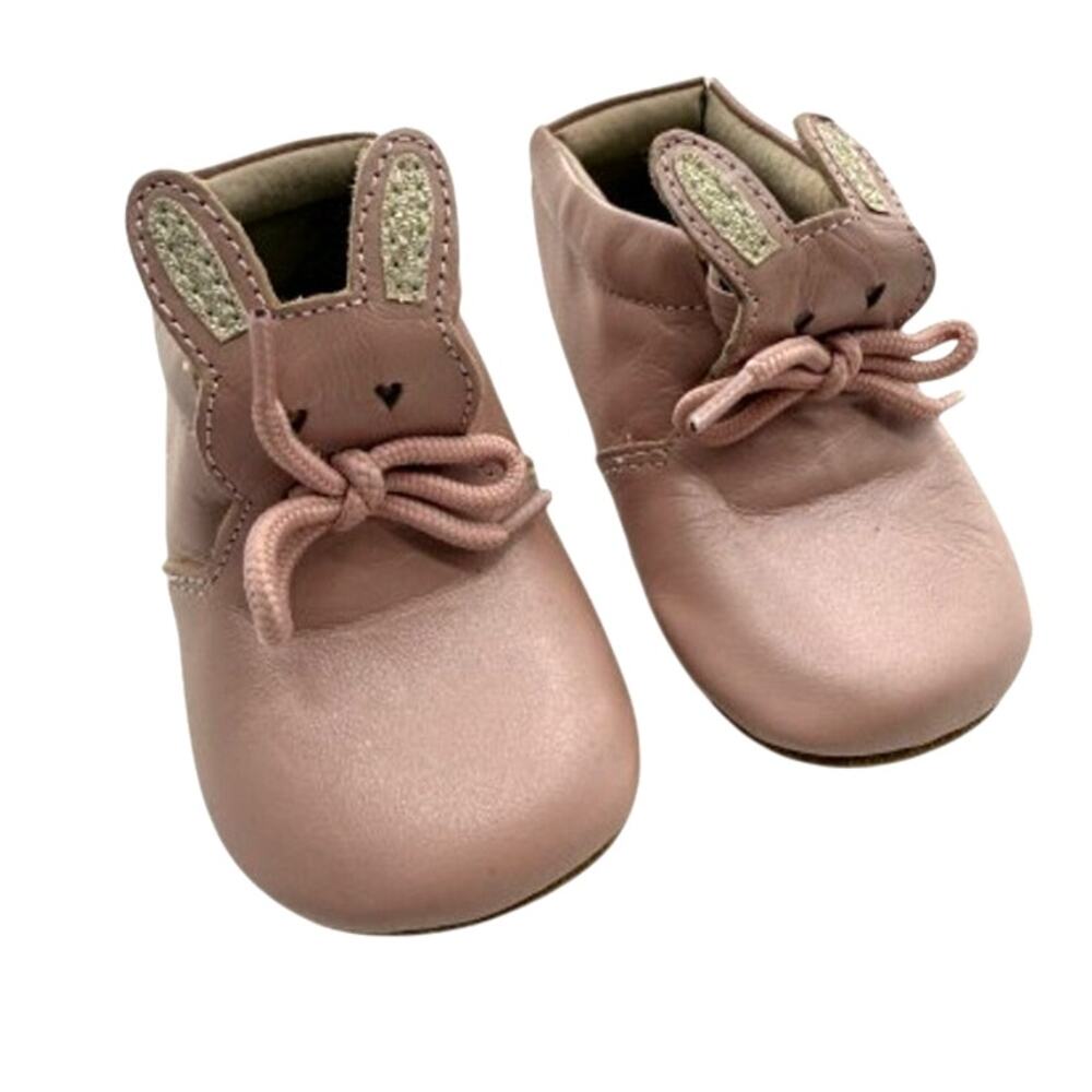 Livie Luca Pink Bunny Soft Sole Shoes 6-12 months NWOT